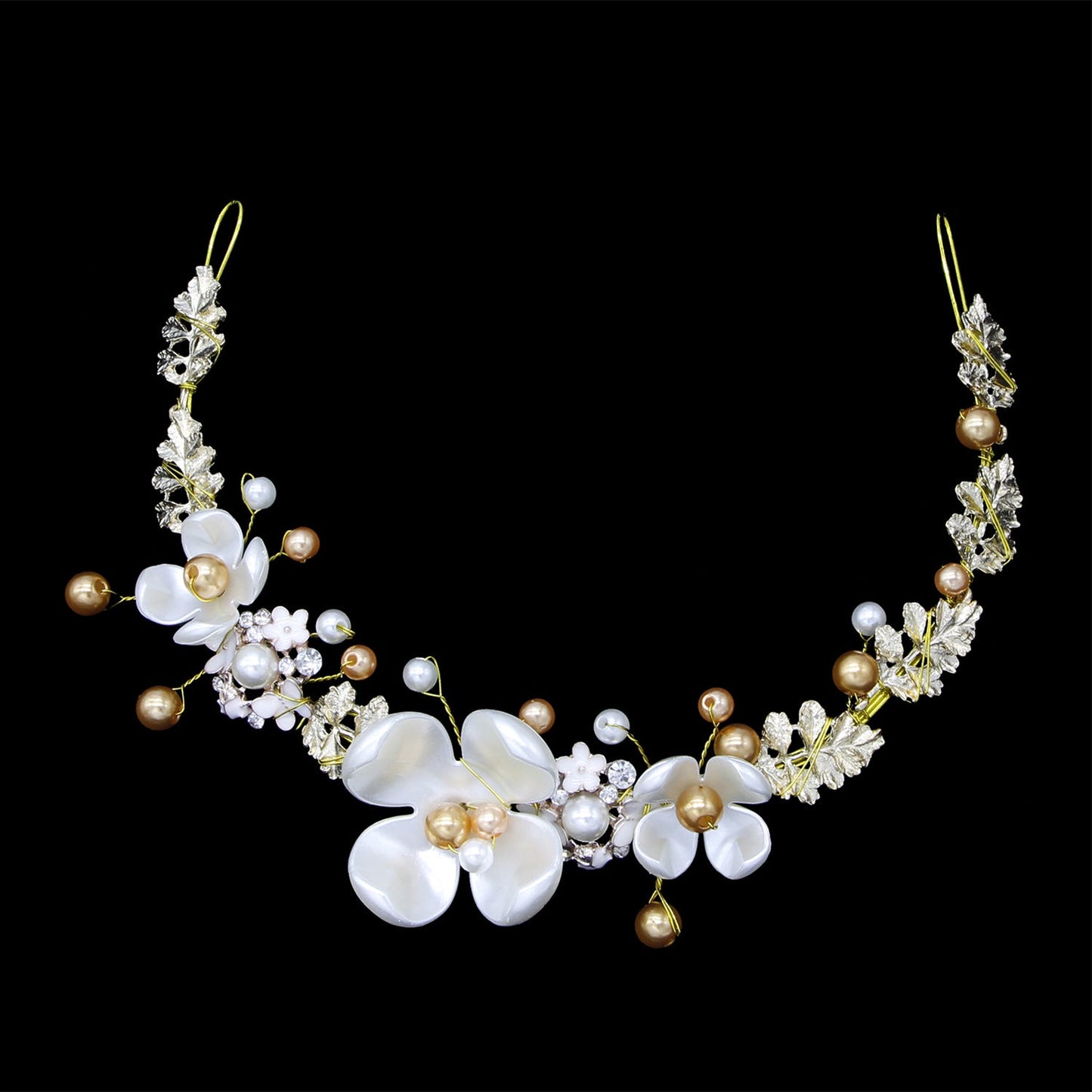 Baroque Pink Pearl Bridal Headpiece Crown Hair Accessories