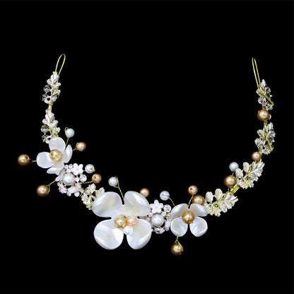 Baroque Pink Pearl Bridal Headpiece Crown Hair Accessories