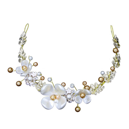 Baroque Pink Pearl Bridal Headpiece Crown Hair Accessories