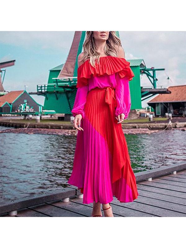 New Women'S One-Shoulder Strapless Irregular Off-The-Shoulder Dress