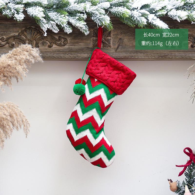 Christmas Ornaments Knitted Christmas Stockings Woolen Socks Red And White Elk Gift Bags Children'S Gift Bags