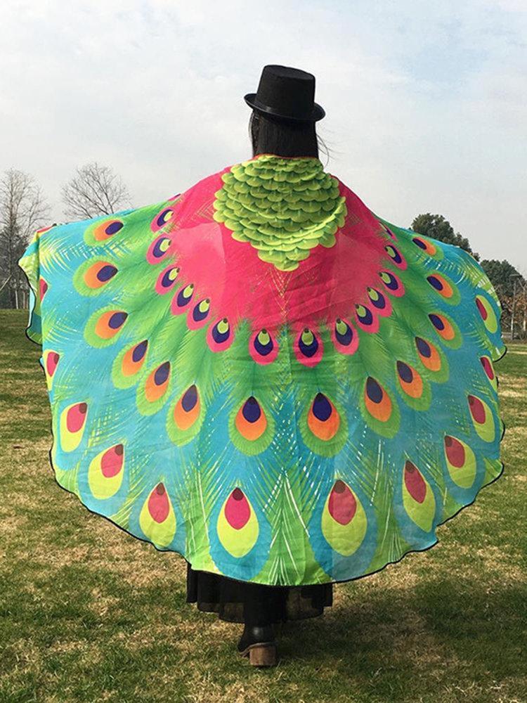 Chiffon Beach Butterfly Wing Print Shawl For Women