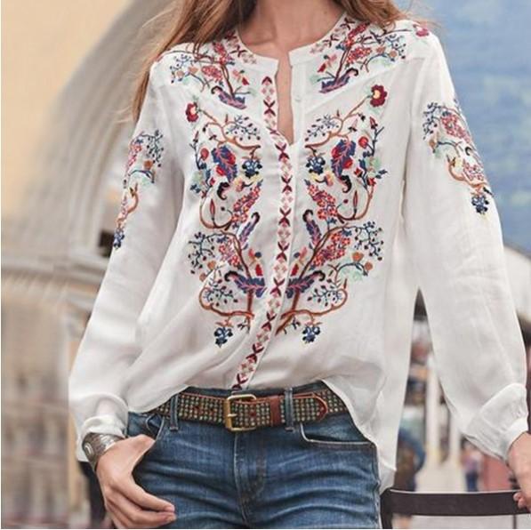 Summer Printed Long-Sleeved Women'S Shirt