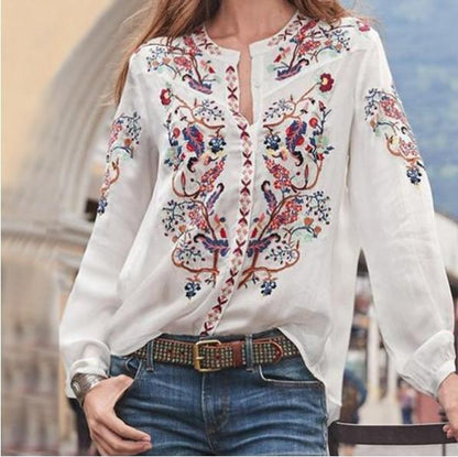 Summer Printed Long-Sleeved Women'S Shirt