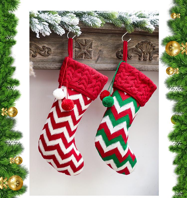 Christmas Ornaments Knitted Christmas Stockings Woolen Socks Red And White Elk Gift Bags Children'S Gift Bags