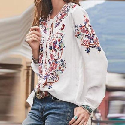 Summer Printed Long-Sleeved Women'S Shirt