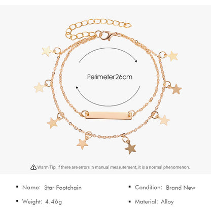 Simple Double Layered Star Anklet