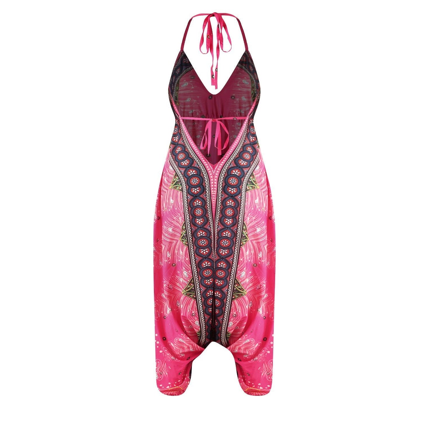 Loose Digital Print Women'S Casual Open Back Sexy Jumpsuit