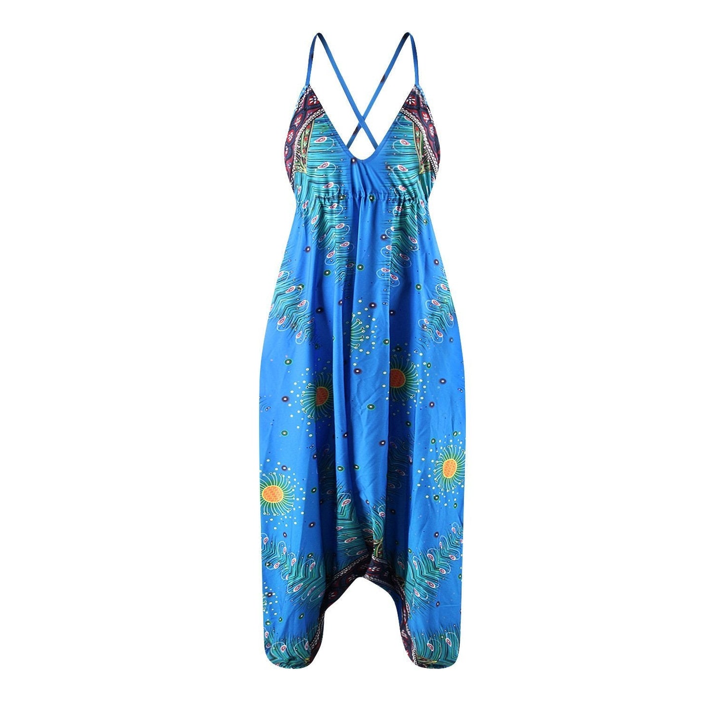 Loose Digital Print Women'S Casual Open Back Sexy Jumpsuit