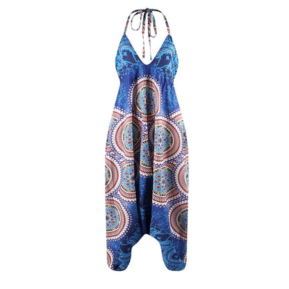 Loose Digital Print Women'S Casual Open Back Sexy Jumpsuit