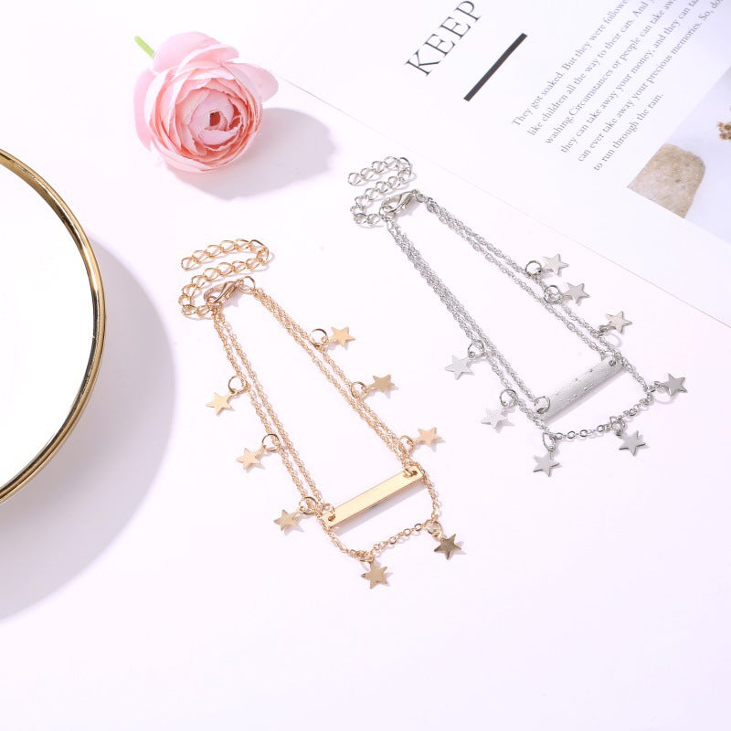 Simple Double Layered Star Anklet