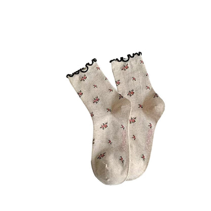 Rufia - Cute Basic Frilly Mid-calf Socks