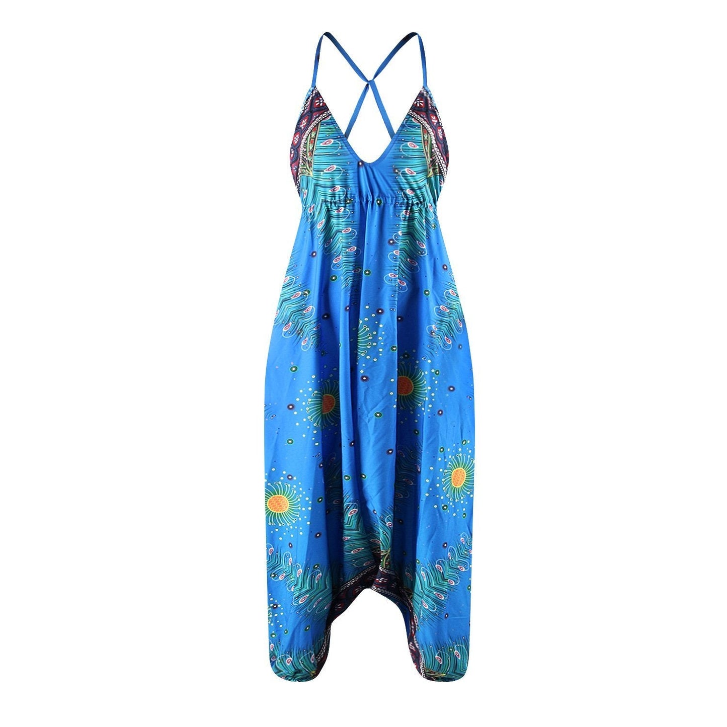 Loose Digital Print Women'S Casual Open Back Sexy Jumpsuit