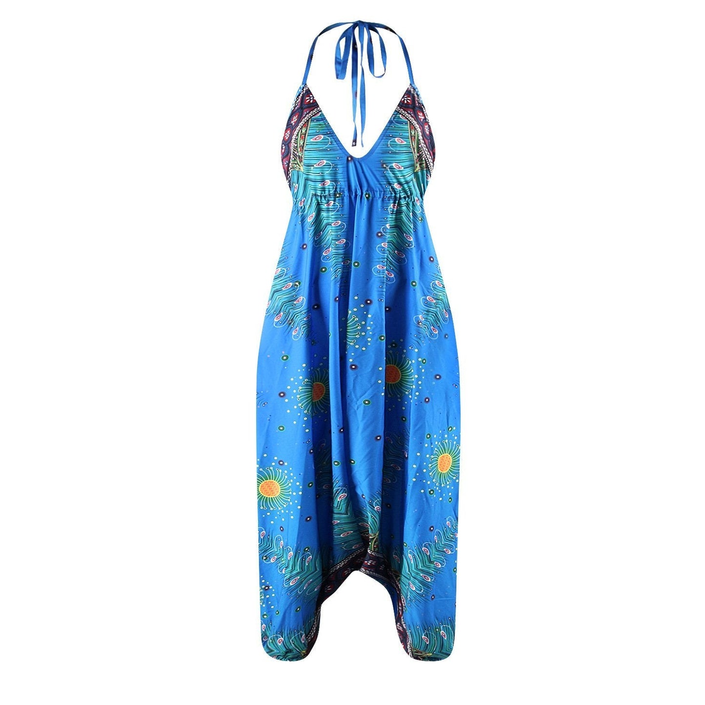 Loose Digital Print Women'S Casual Open Back Sexy Jumpsuit