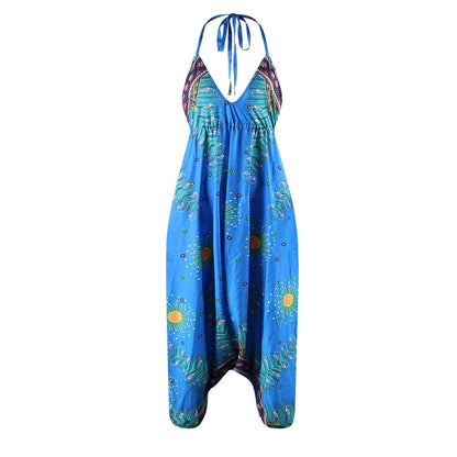 Loose Digital Print Women'S Casual Open Back Sexy Jumpsuit