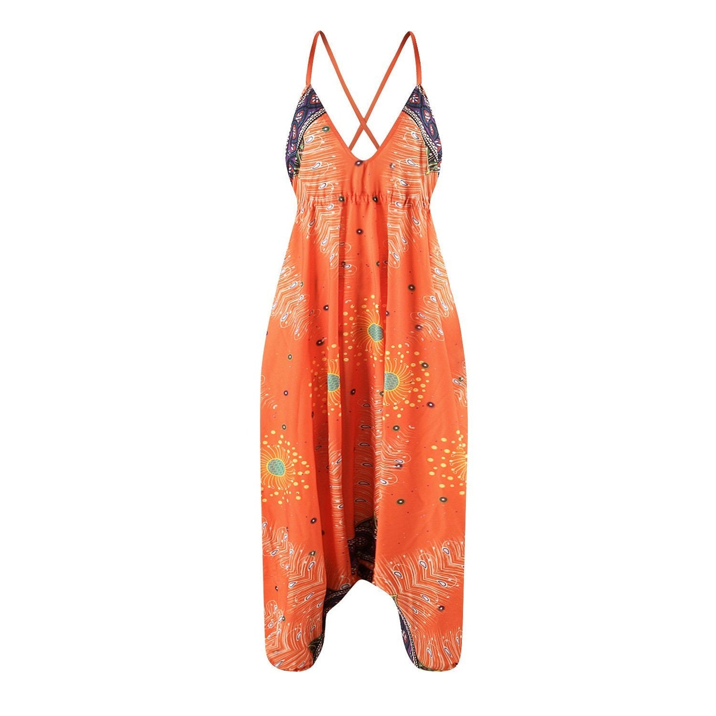 Loose Digital Print Women'S Casual Open Back Sexy Jumpsuit