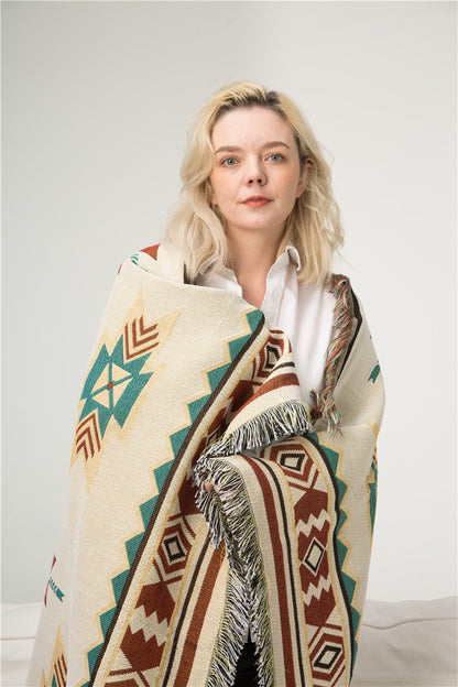 National Style Woven Casual Blanket Fabric Blanket Cover Blanket