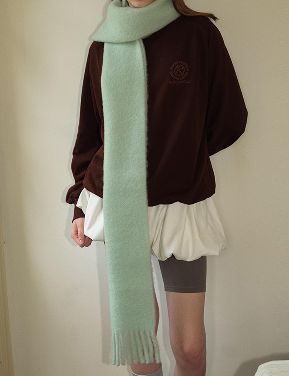 Winter Solid Color Soft Tassel Wool Blend Scarf