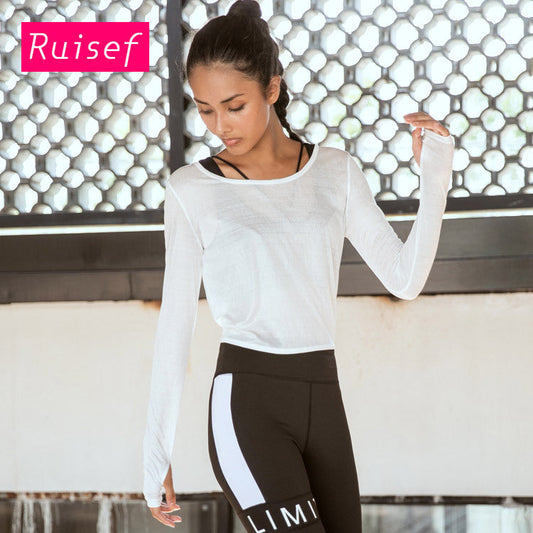 Open Back Knot Long Sleeve Women'S Running Fitness Suit T-Shirt Back Yoga Top