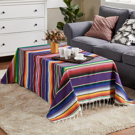 Mexican Style Party Tablecloth Table Flag Tassel Woven Tablecloth