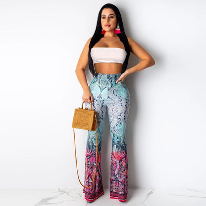 Fashion Pattern Printed Women'S Bootcut Pants