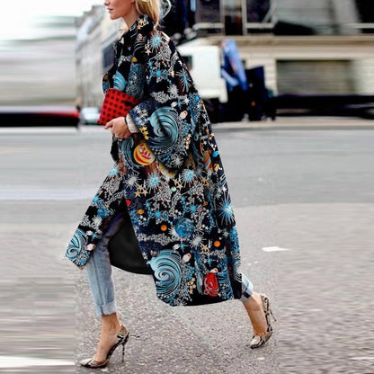 Fashion Star Print Long Sleeve Coat