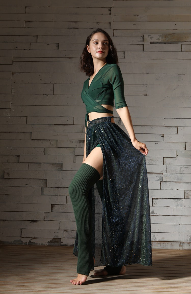 Adult Ballet Socks Yarn Yoga Warm Latin Leg Guard Extended Foot Over Knee Pile Stocking Cover 75Cm