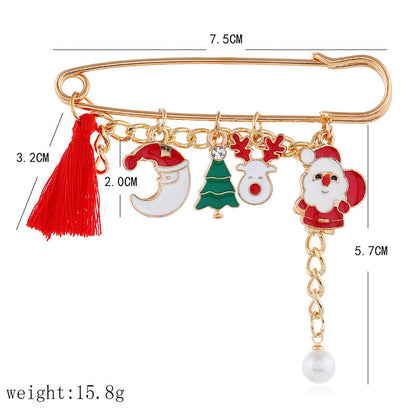 Funny Santa Claus Snowflake Cartoon Brooch