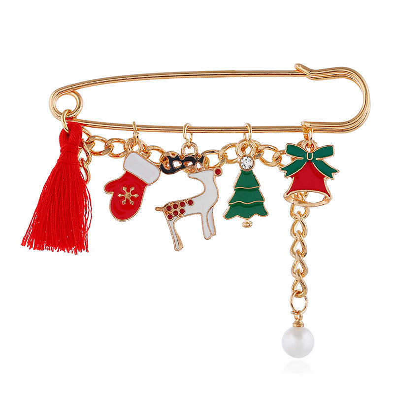 Funny Santa Claus Snowflake Cartoon Brooch