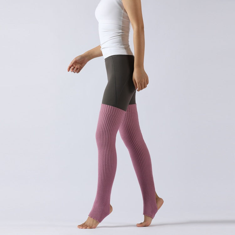 Adult Ballet Socks Yarn Yoga Warm Latin Leg Guard Extended Foot Over Knee Pile Stocking Cover 75Cm