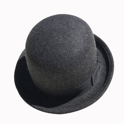 Vintage Wool Felt Roll Brim Hat for Women