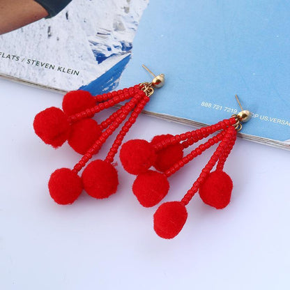 1 Pair Bohemia Style Long Earrings Small Tassel Jewelry Xmas Party