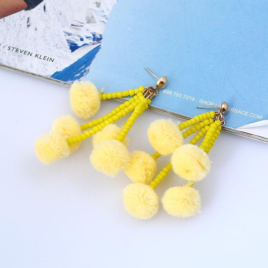 1 Pair Bohemia Style Long Earrings Small Tassel Jewelry Xmas Party