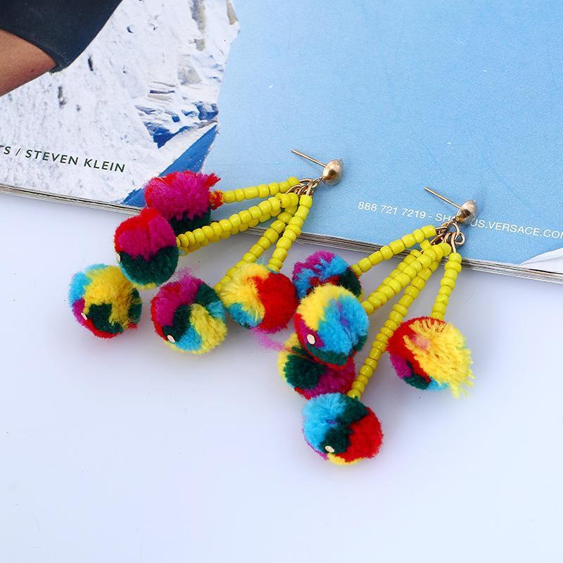 1 Pair Bohemia Style Long Earrings Small Tassel Jewelry Xmas Party
