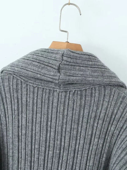 Long Sleeves Loose Pleated Solid Color Split-Joint Off-The-Shoulder Sweater
