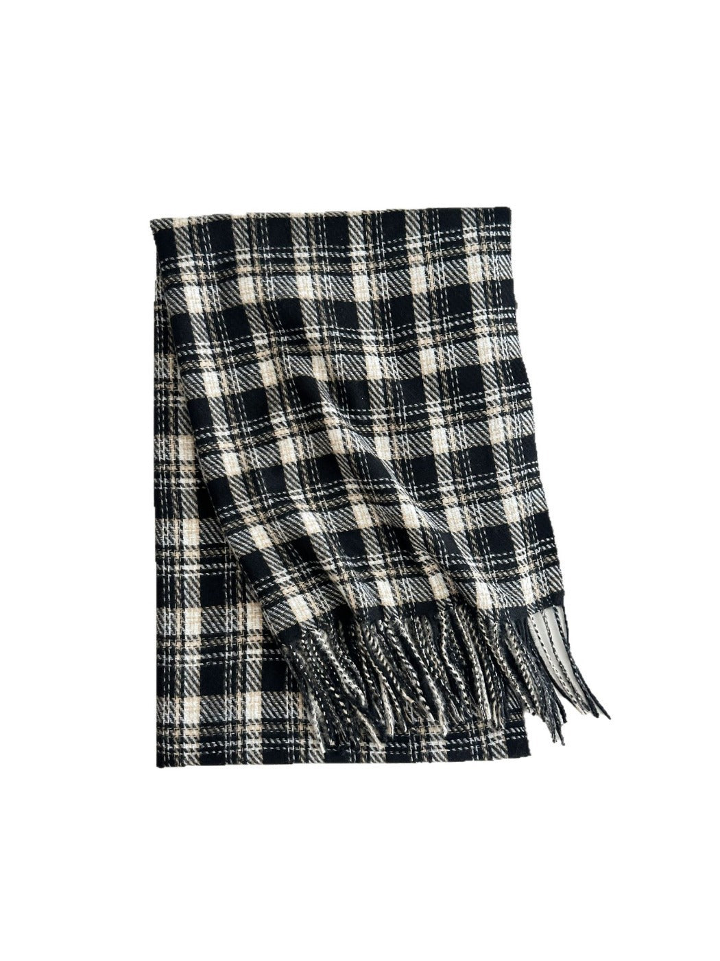 Scarvii - Thick Plaid Scarf Featuring Tassel