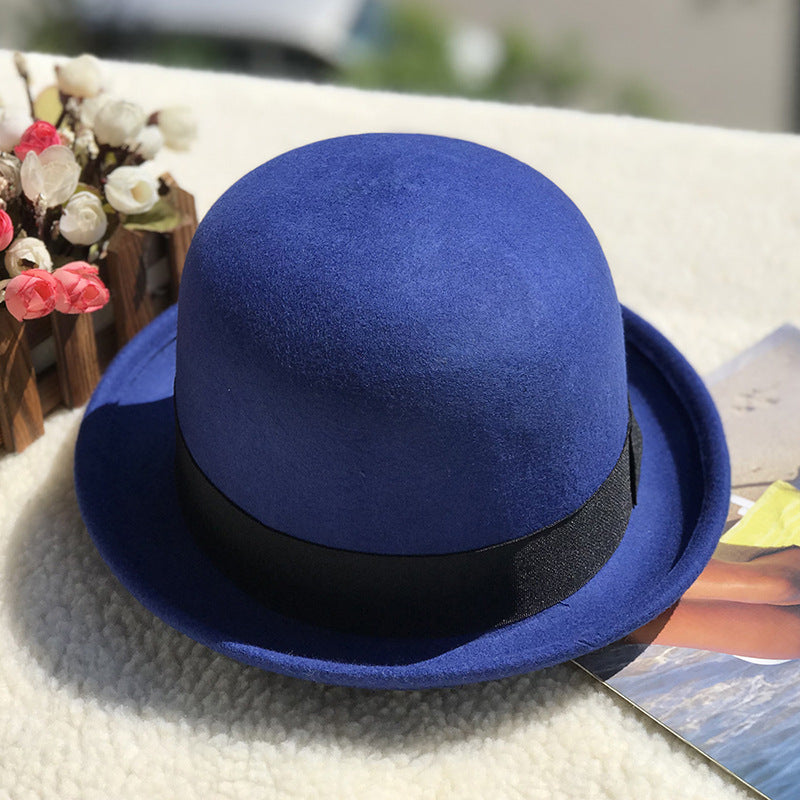Vintage Wool Felt Roll Brim Hat for Women