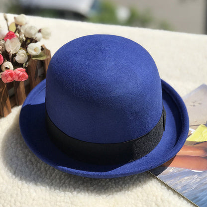 Vintage Wool Felt Roll Brim Hat for Women