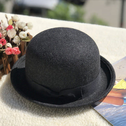 Vintage Wool Felt Roll Brim Hat for Women