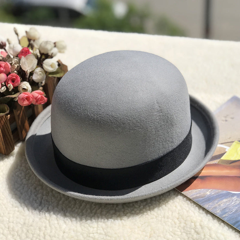 Vintage Wool Felt Roll Brim Hat for Women