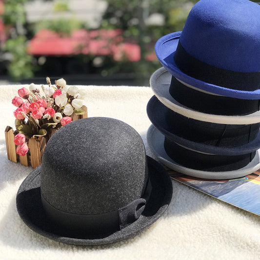 Vintage Wool Felt Roll Brim Hat for Women