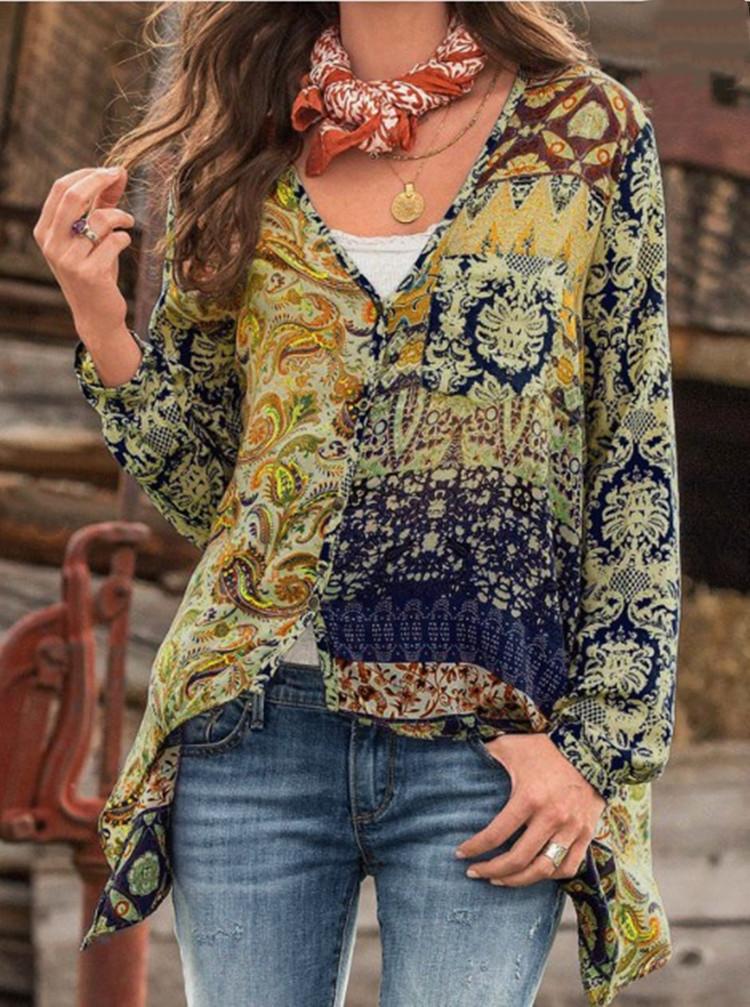 New Long-Sleeved V-Neck Casual Shirts And Tops