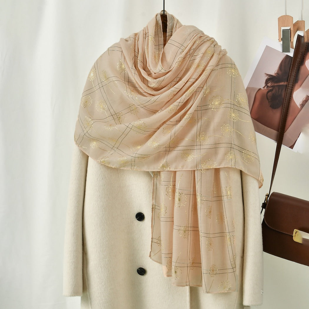 Scarvii - Golden Dandelion Printed Scarf - Stylish &amp;Soft