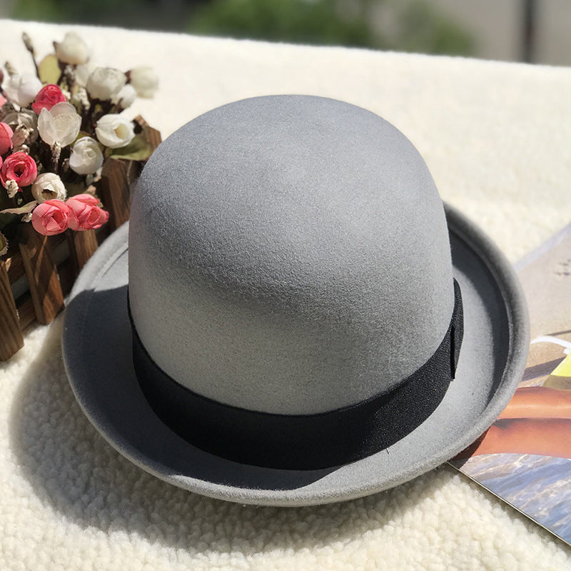 Vintage Wool Felt Roll Brim Hat for Women