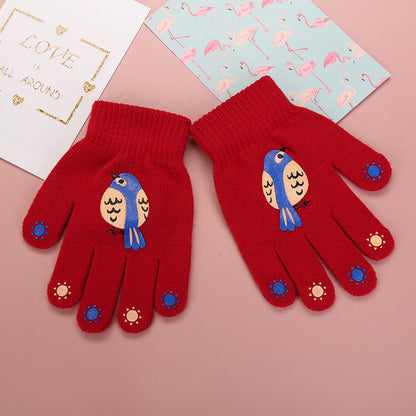 Cute Animal Kids' Fingerless Gloves Warm Non-Slip