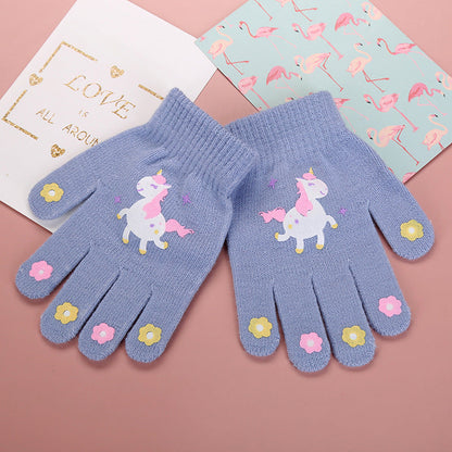 Cute Animal Kids' Fingerless Gloves Warm Non-Slip