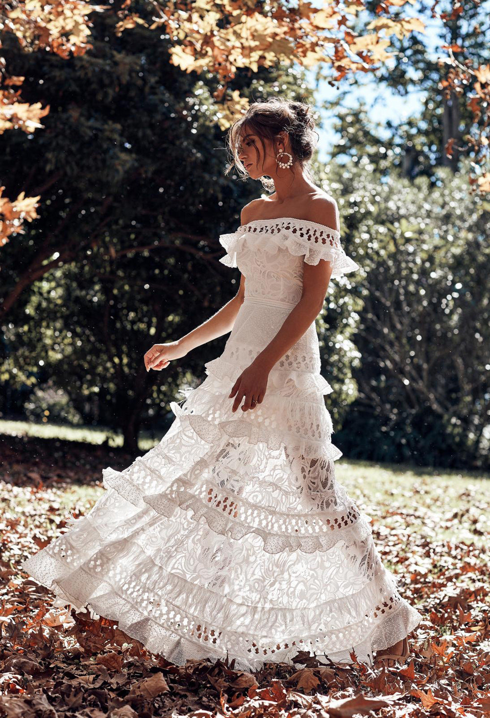 Women'S Lace One Shoulder Lotus Leaf Wedding Evening Party Dress