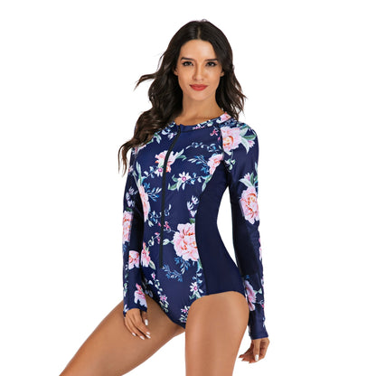 Female  Hot Spring Swimsuit Diving Suit Surfsuit One-Piece Long Sleeve Wetsuit