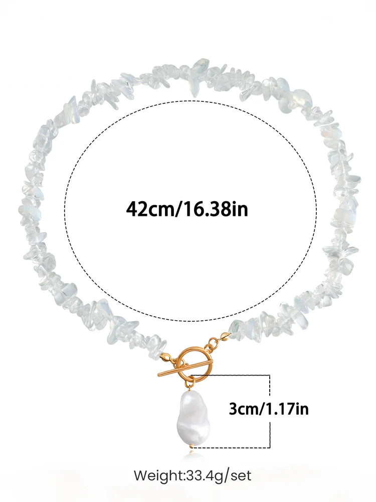 Statement Coral Chip \u0026 Pearl Necklace