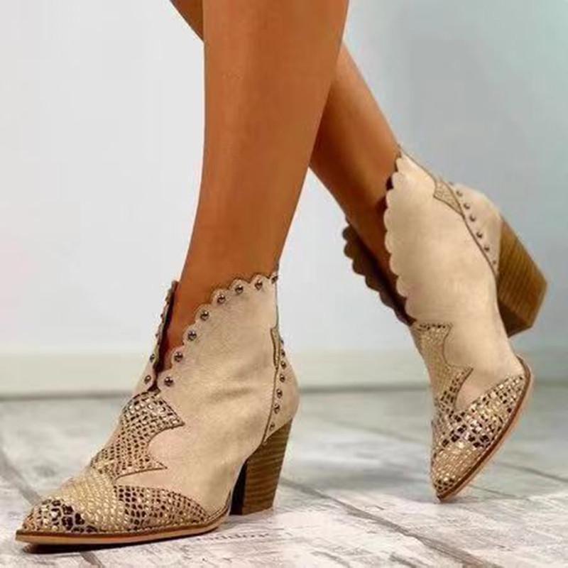 Single Hit Fall And Winter Pointy Thick Heel Casual Short Women'S  Martin Boots